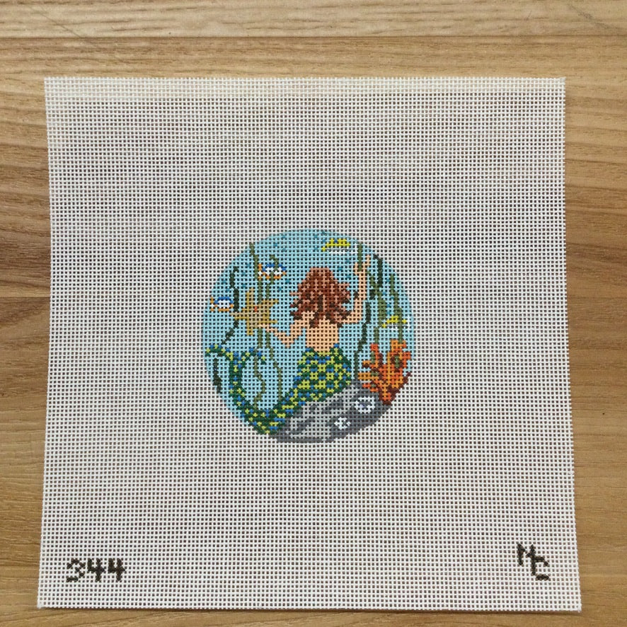 Mermaid Round Canvas - needlepoint