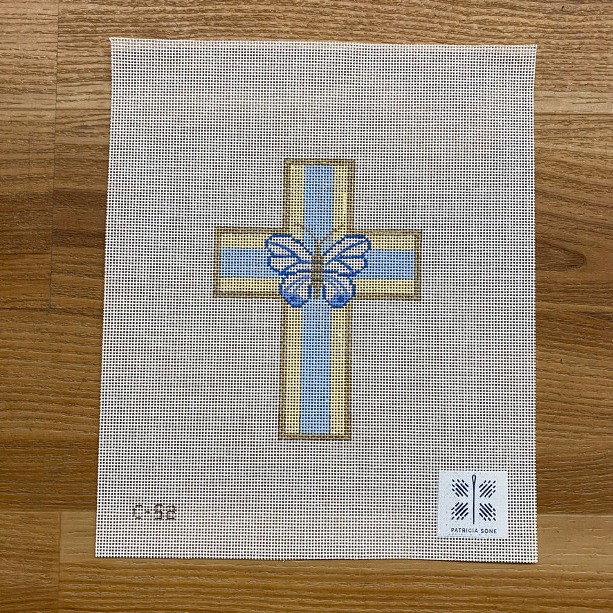 Cross with Butterfly Canvas - KC Needlepoint