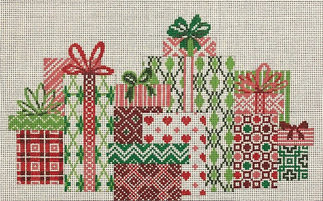 Christmas Packages Canvas - KC Needlepoint