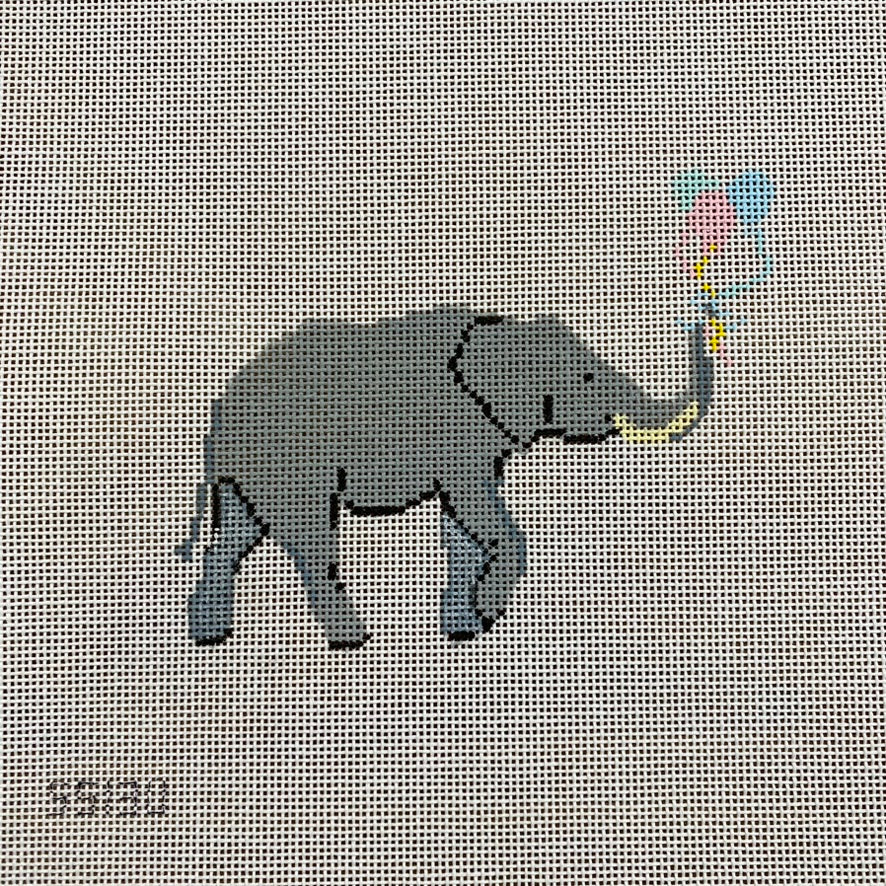 Baby Elephant with Balloons Canvas - KC Needlepoint
