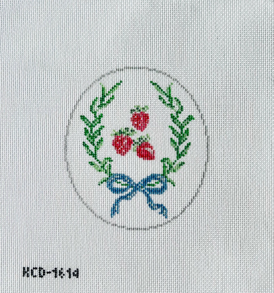 Strawberries Oval Ornament Canvas - KC Needlepoint