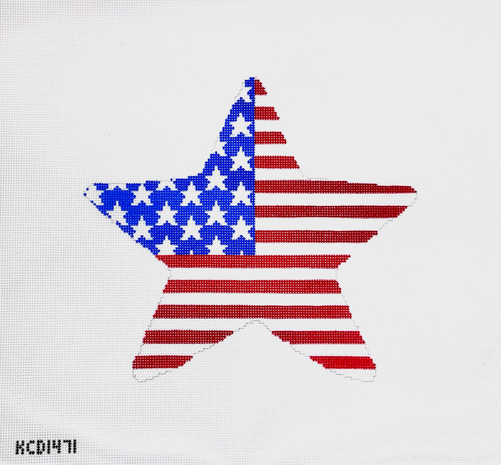 American Flag Star Canvas - KC Needlepoint