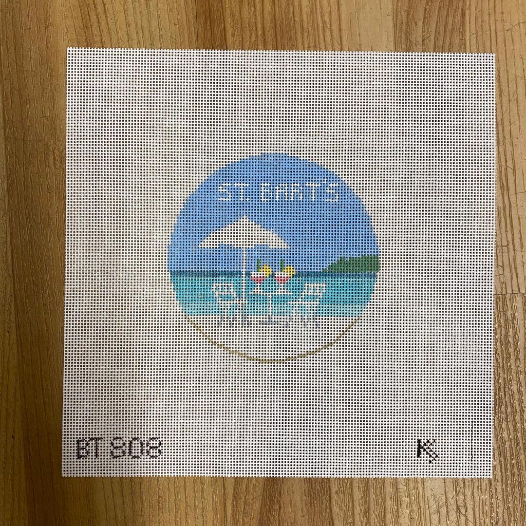 St. Bart's Travel Round Canvas - needlepoint