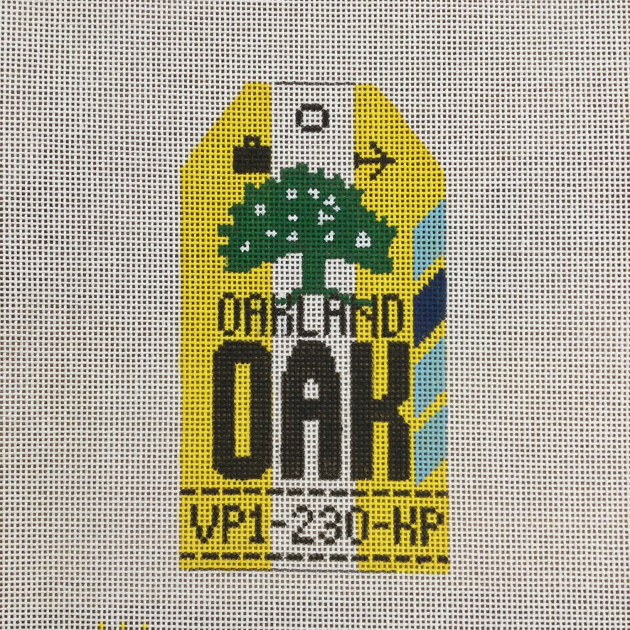 Oakland Vintage Travel Tag Canvas - KC Needlepoint