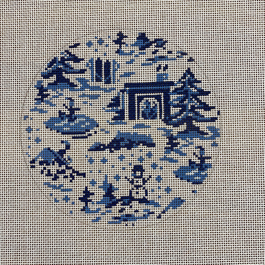 Winter Toile Round Canvas - KC Needlepoint