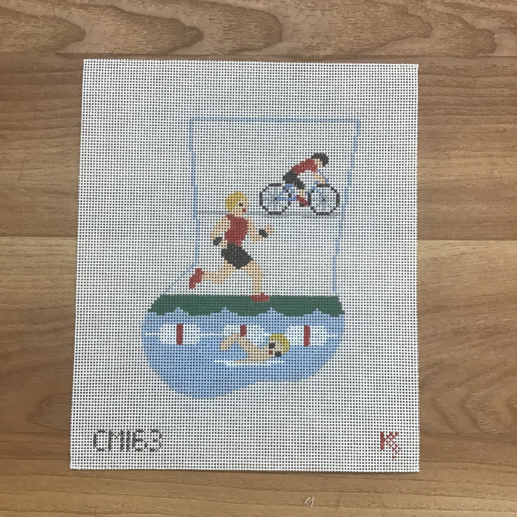 Triathlete Mini Sock Canvas - KC Needlepoint