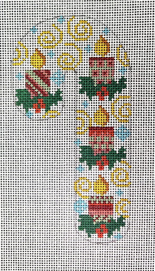 Candles Candy Cane Canvas - KC Needlepoint