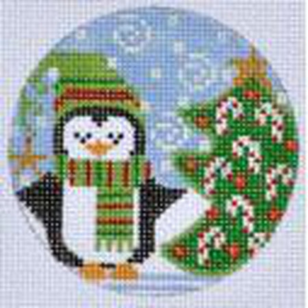 Christmas Tree Penguin Ornament Canvas - KC Needlepoint