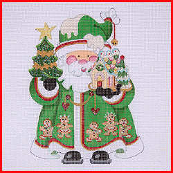 Squatty Santa with Gingerbread Men Canvas - KC Needlepoint