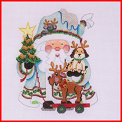 Squatty Santa with Dog Canvas - KC Needlepoint