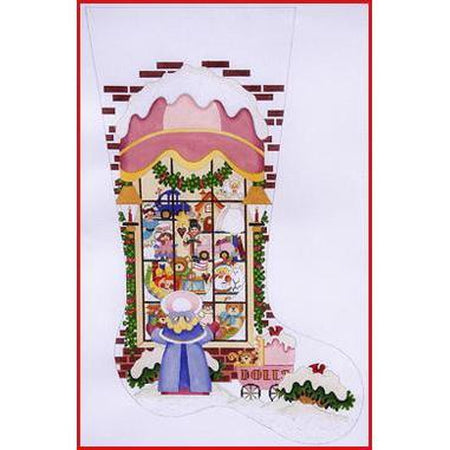 Girl at Toy Store Window Stocking Canvas - KC Needlepoint