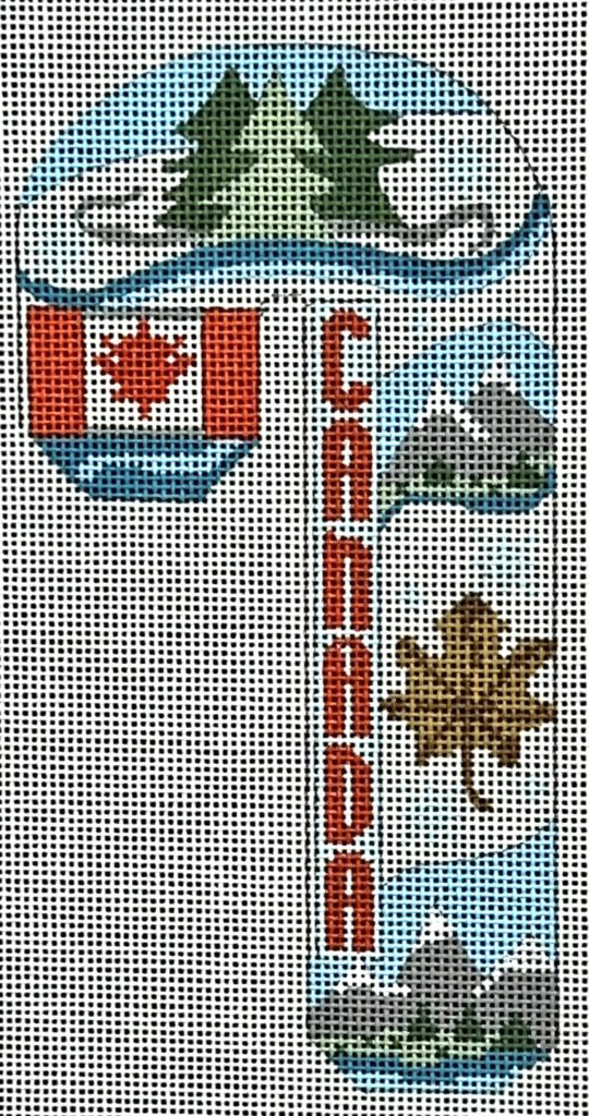 Canada Travel Candy Cane Canvas - KC Needlepoint