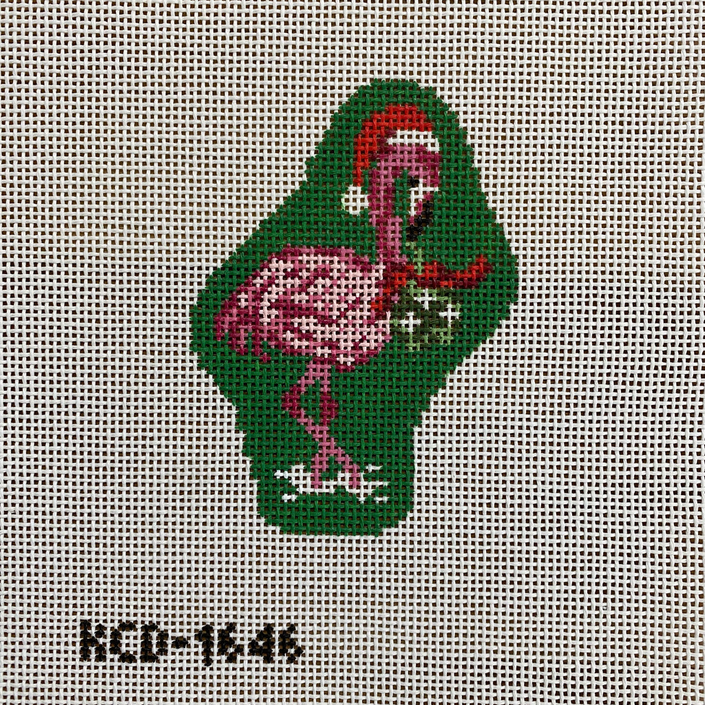 Holiday Flamingo Ornament Canvas - KC Needlepoint