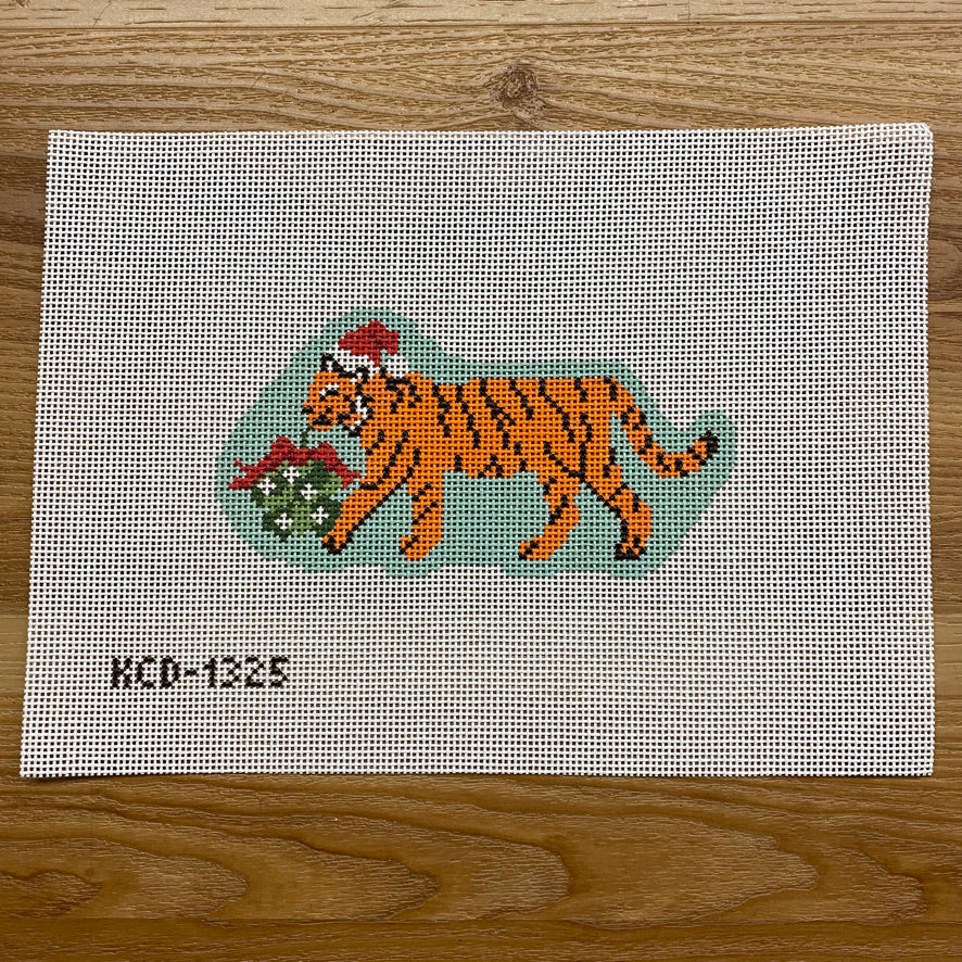 Holiday Tiger Ornament Canvas - KC Needlepoint