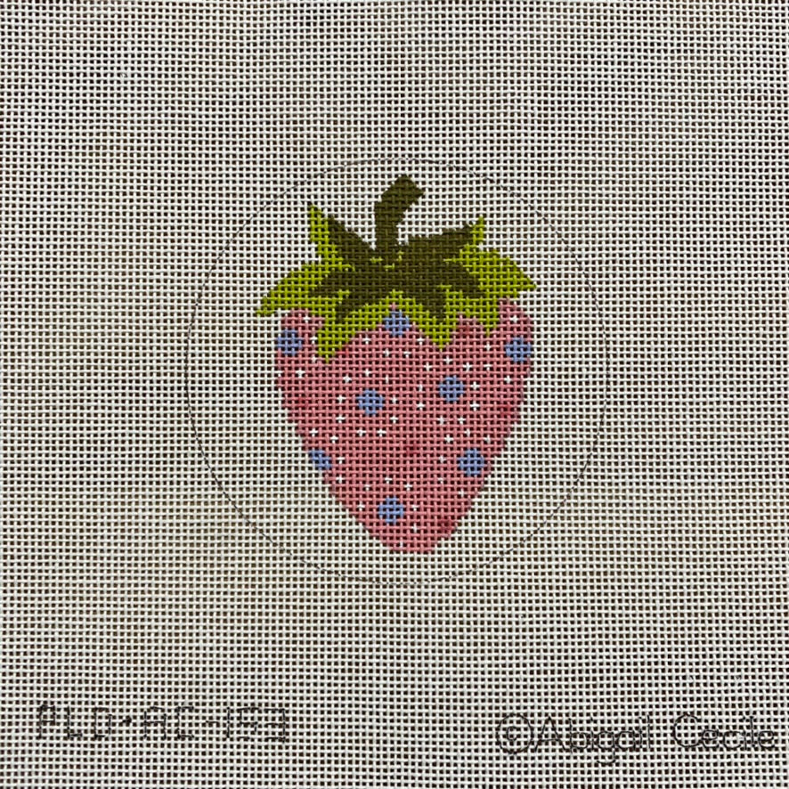 PInk with Blue Dots Strawberry Canvas - KC Needlepoint