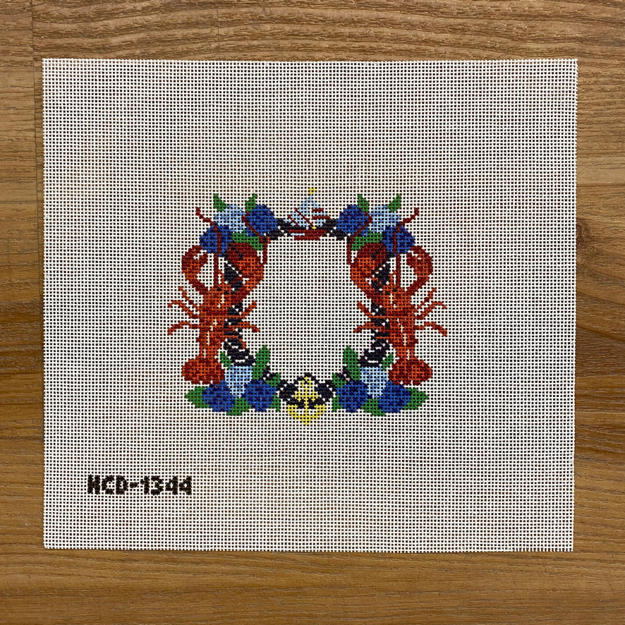 Mini Lobster Crest Canvas - KC Needlepoint