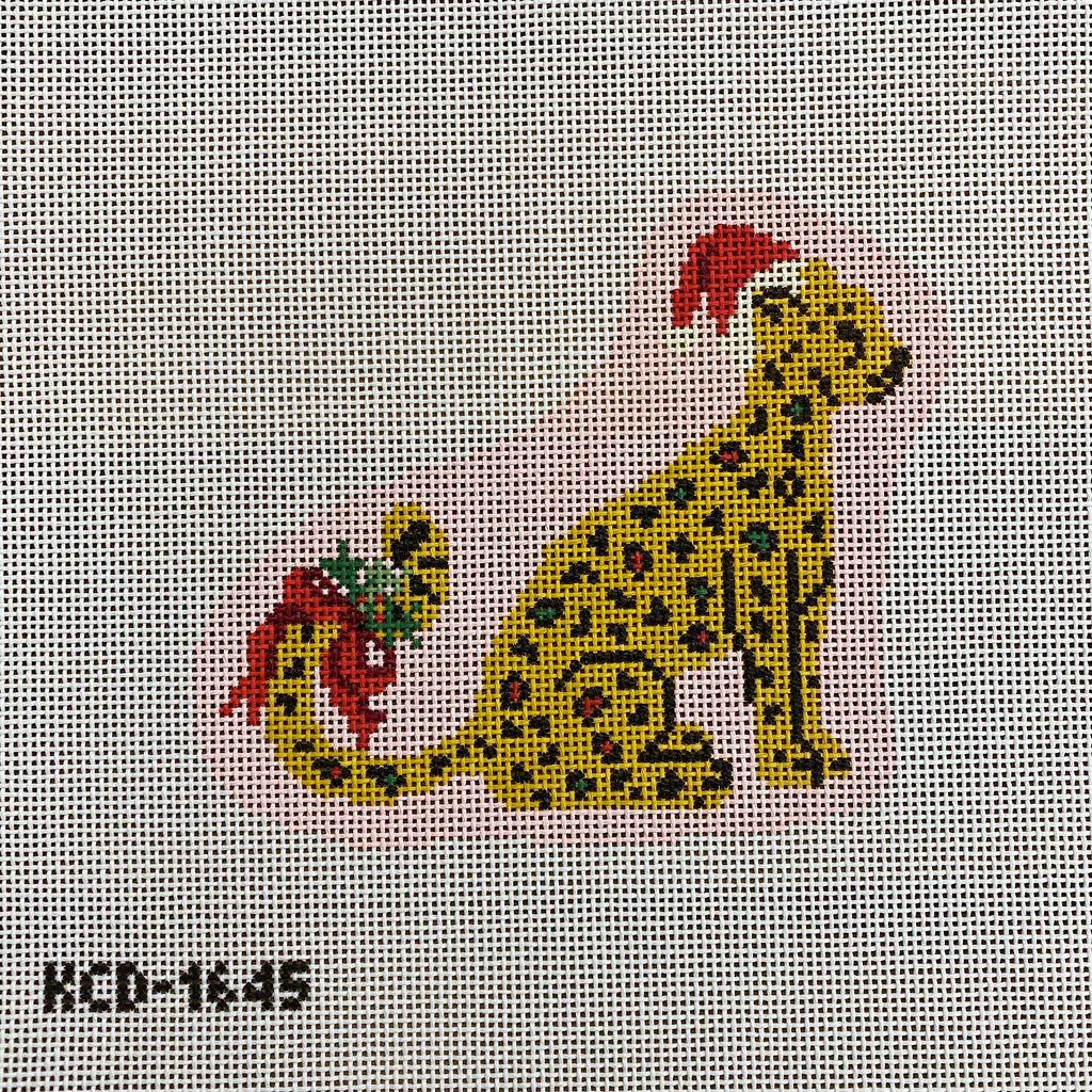 Holiday Cheetah Ornament Canvas - KC Needlepoint