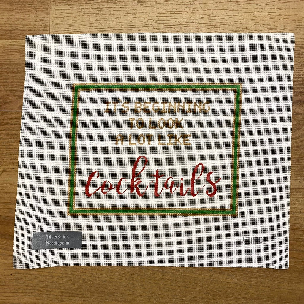It's Beginning to Look a Lot Like Cocktails Canvas - KC Needlepoint