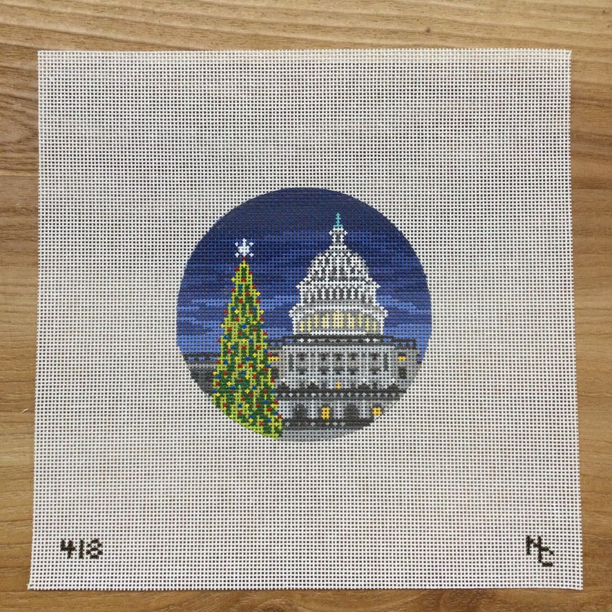 Capitol DC Christmas Tree Canvas - needlepoint