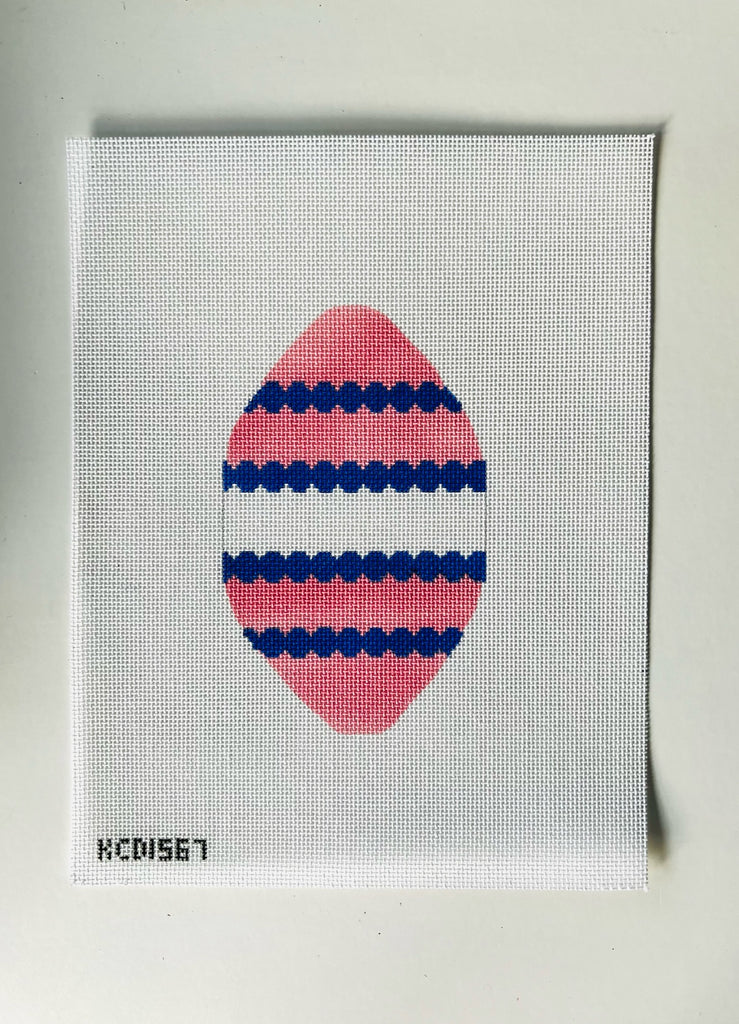 Pink and Blue Striped Egg Canvas - KC Needlepoint
