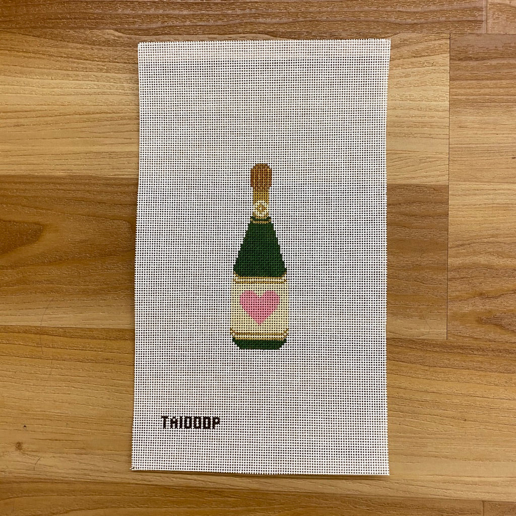 Heart Champagne Bottle Canvas - needlepoint