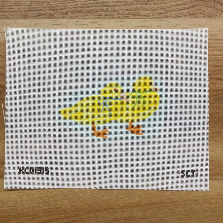 Spring Ducklings Canvas - KC Needlepoint