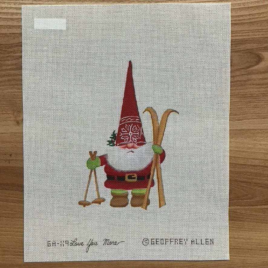 Skiing Gnome Canvas - KC Needlepoint