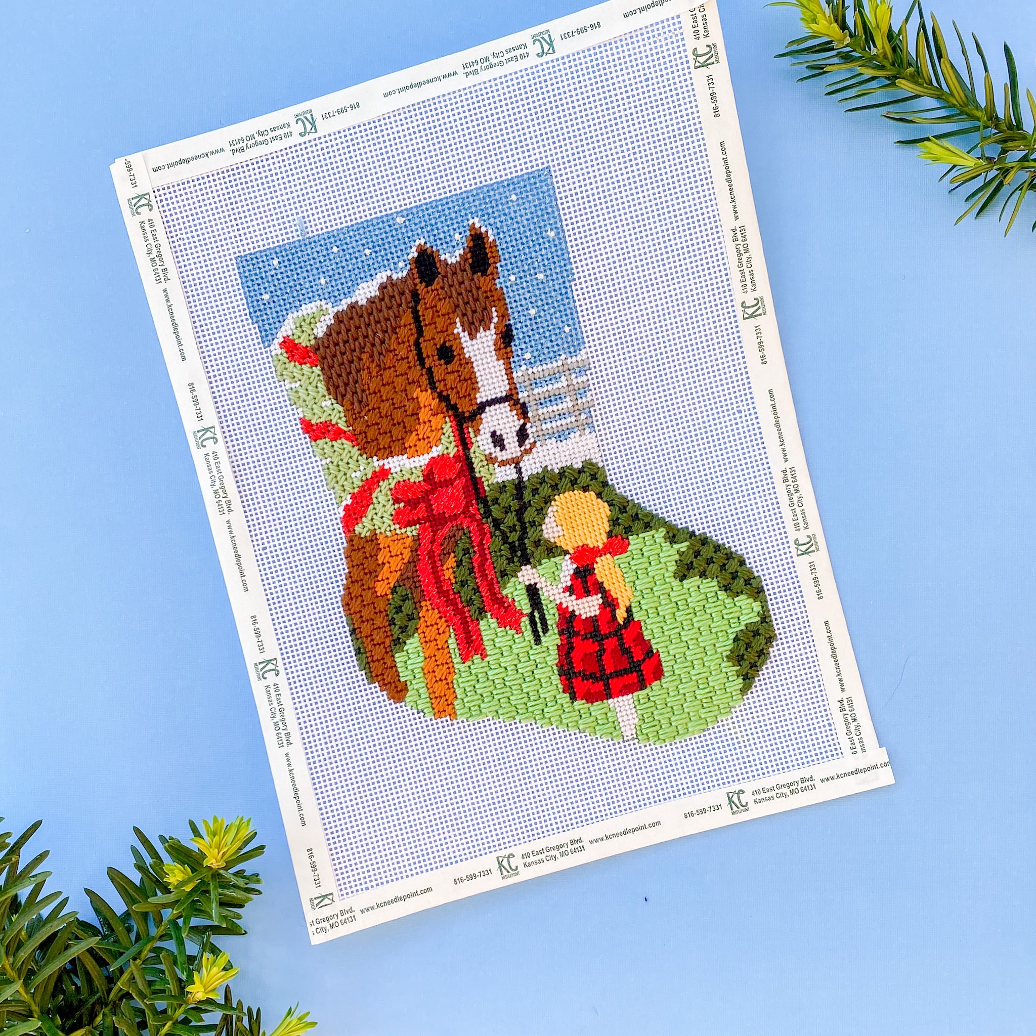 All I Want for Christmas Ornament Sized Stocking Kit - KC Needlepoint