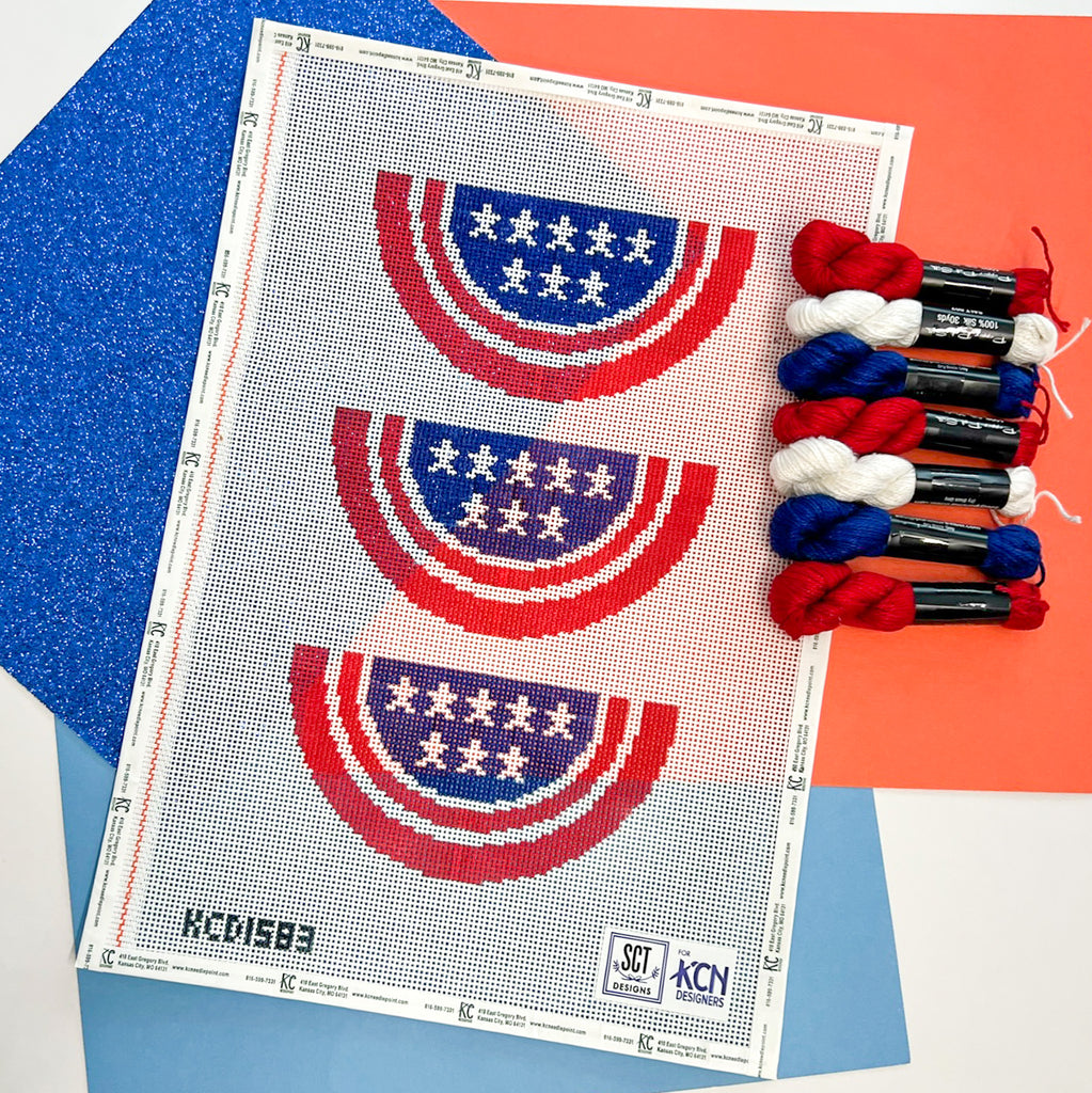 4th of July Bunting Trio - KC Needlepoint
