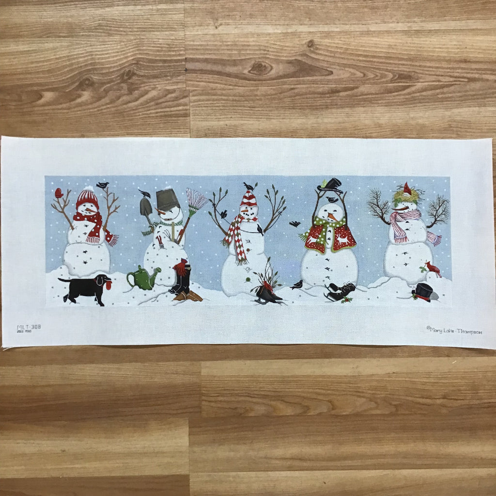 Snowman Row Needlepoint Canvas - KC Needlepoint