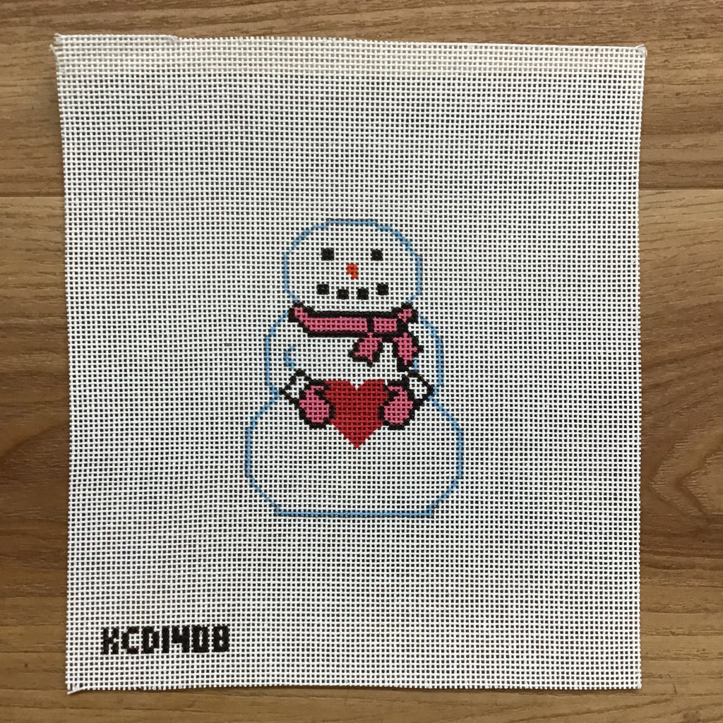 Snowman with Heart Canvas - KC Needlepoint