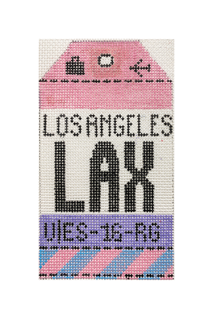 Los Angeles Vintage Travel Tag Canvas - needlepoint