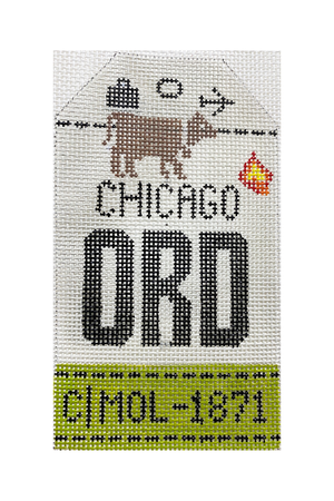 Chicago Vintage Travel Tag Canvas - needlepoint