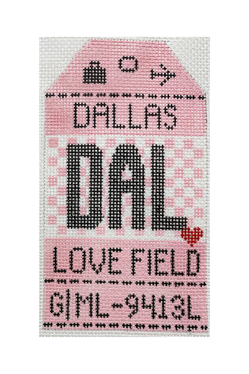 Dallas Vintage Travel Tag Canvas - needlepoint