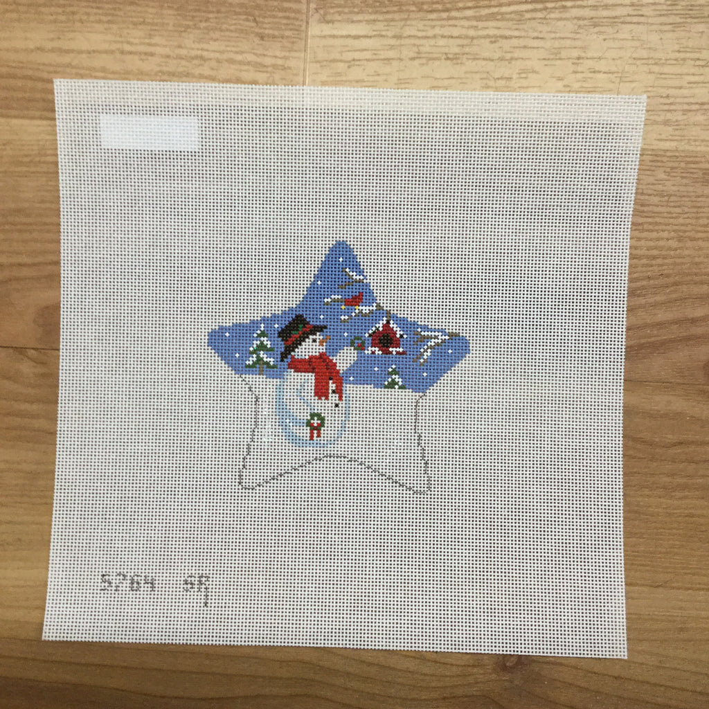 Star with Snowman and Wreaths Canvas - KC Needlepoint
