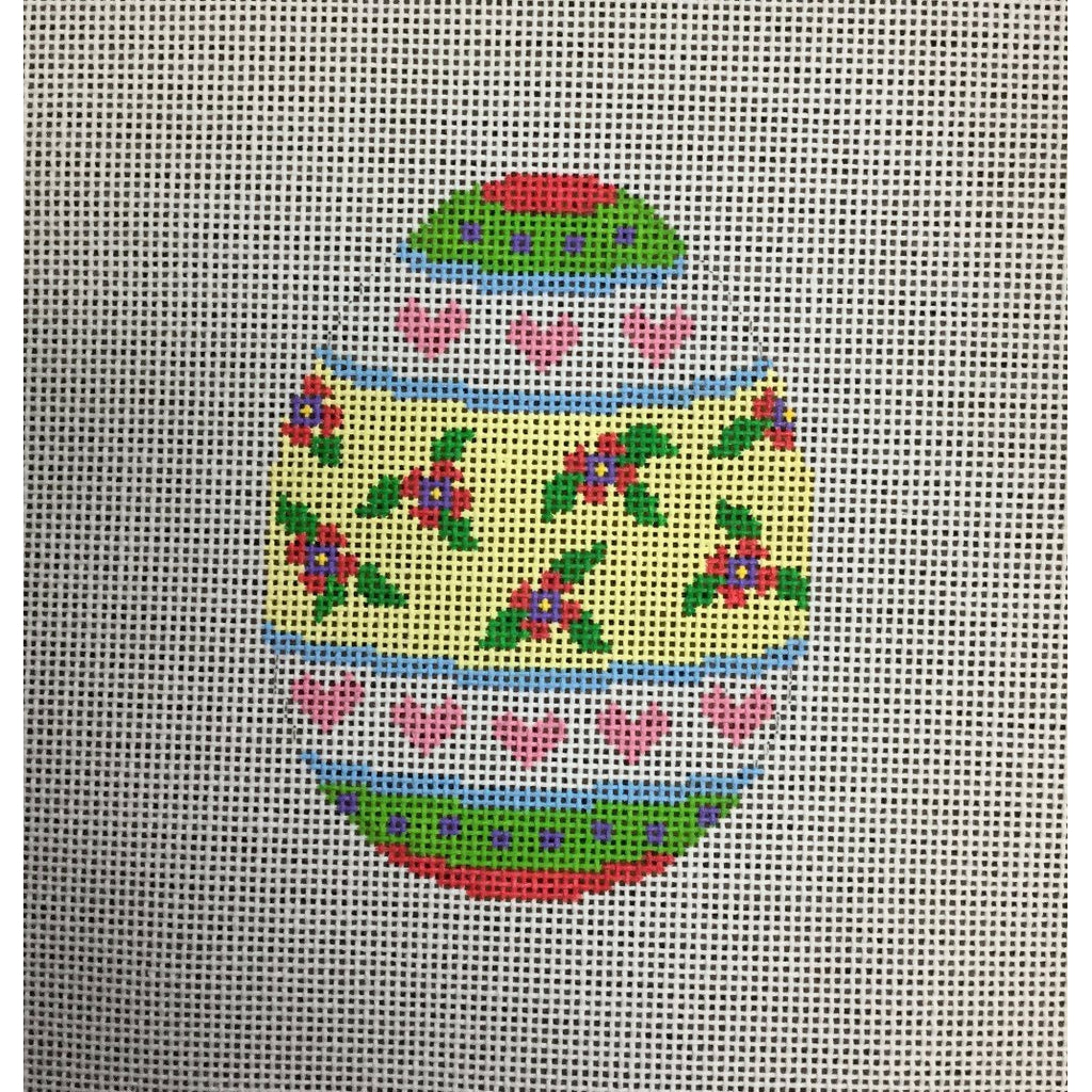 Floral Heart Egg Canvas - KC Needlepoint