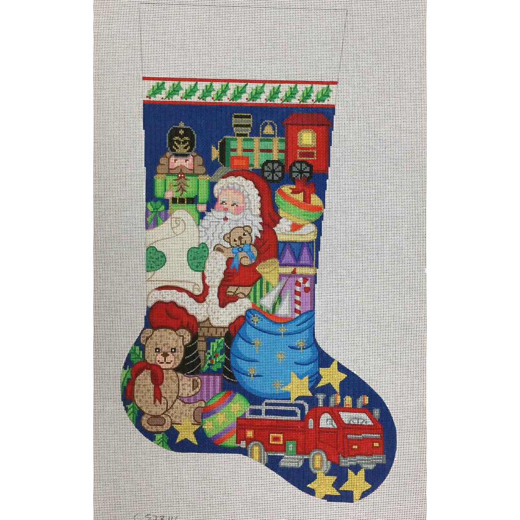 Santa with Toys Stocking Canvas - KC Needlepoint