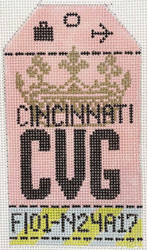 Cincinnati Vintage Travel Tag Canvas - needlepoint
