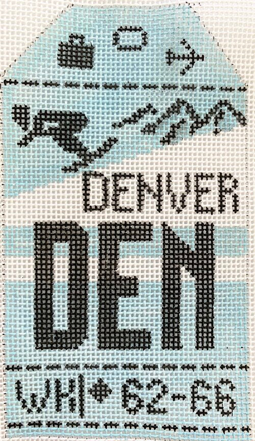 Denver Vintage Travel Tag Canvas - needlepoint