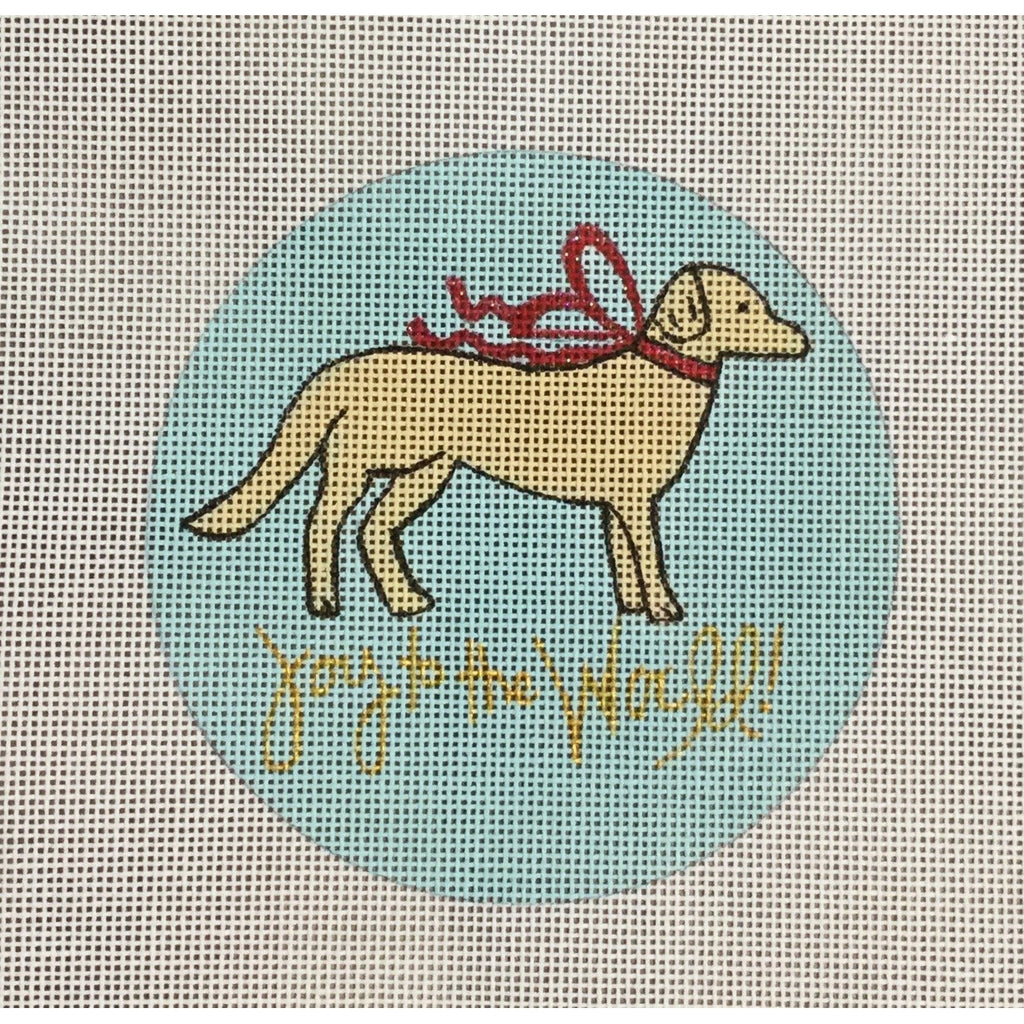 Joy to the World Dog Canvas - KC Needlepoint