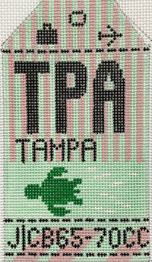 Tampa Vintage Travel Tag Canvas - needlepoint