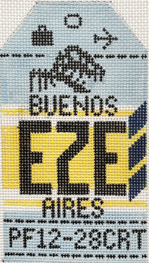 Buenos Aires Vintage Travel Tag Canvas - needlepoint