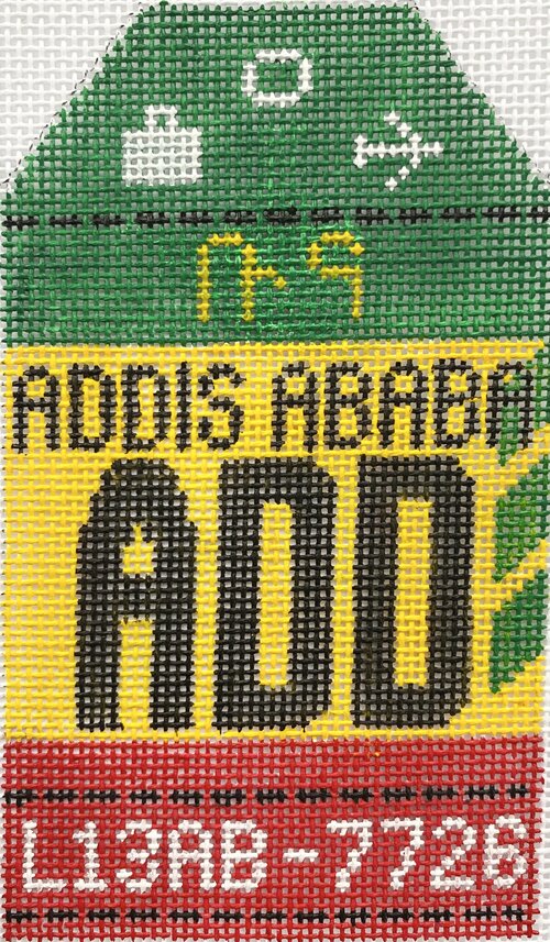 Addis Ababa Vintage Travel Tag Canvas - needlepoint