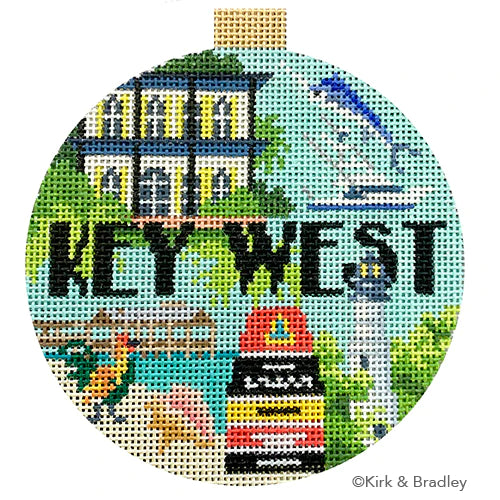 Key West Travel Round Needlepoint Canvas KC Needlepoint