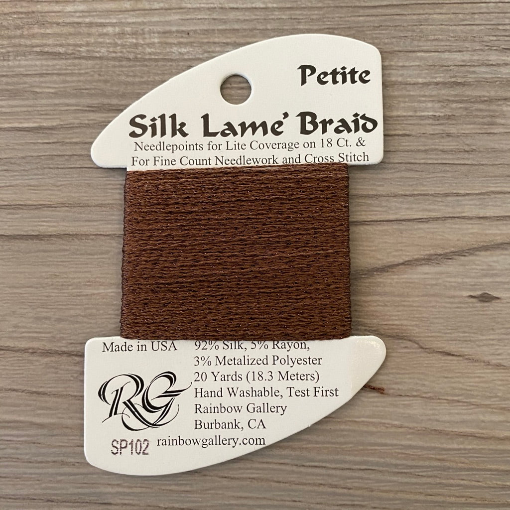 Petite Silk Lamé Braid SP102 Warm Brown - KC Needlepoint