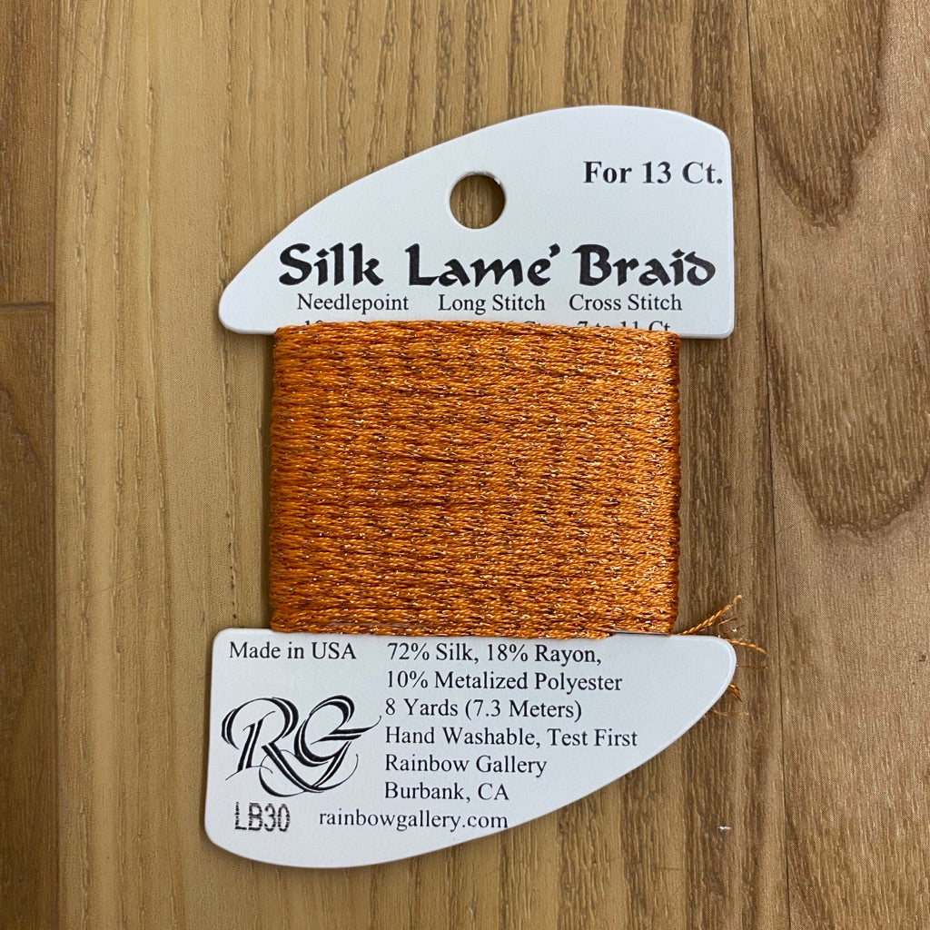 Silk Lamé Braid LB30 Orange - KC Needlepoint