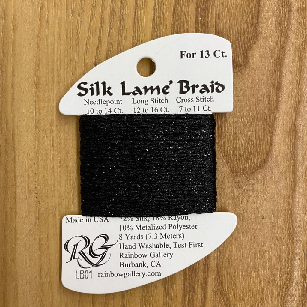 Silk Lamé Braid LB01 Black - KC Needlepoint