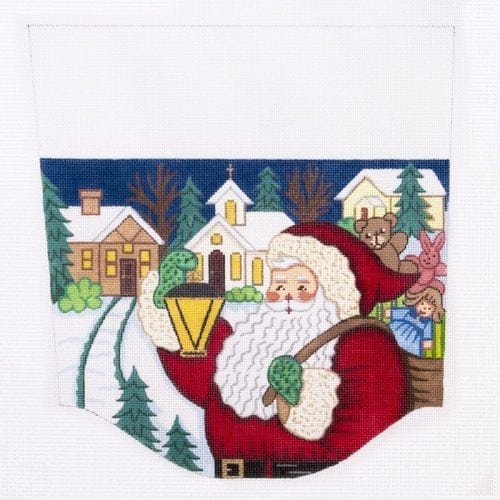 Santa with Lantern Stocking Cuff Canvas - KC Needlepoint