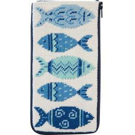 Blue Fishes Eyeglass Case Kit - KC Needlepoint