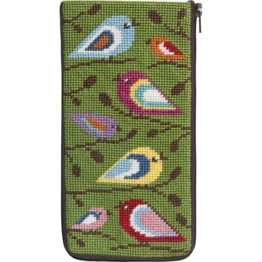Birds of Color Eyeglass Case Kit - KC Needlepoint